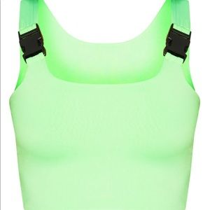Neon Lime Buckle Strap Crop Top